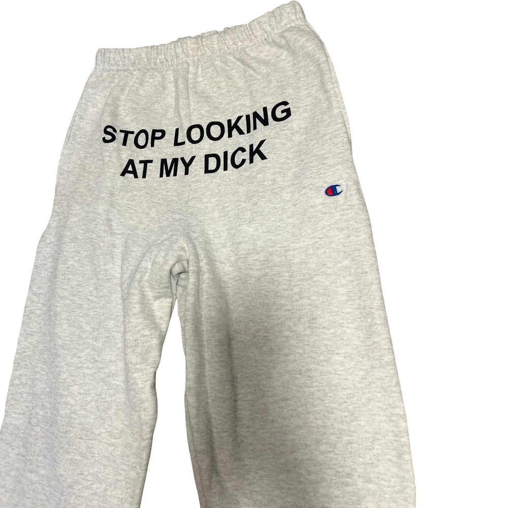 Champion‎ Pizza Slime Stop Looking at My Dick Jogger Sweatpant Grey S Y2K